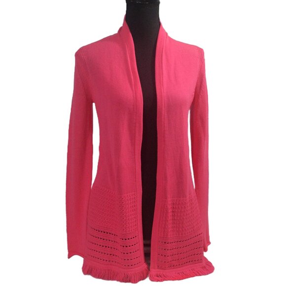 Lilly Pulitzer Sweaters - Lilly Pulitzer Noble Fringe Pink Cardigan Size XS See Measurements
